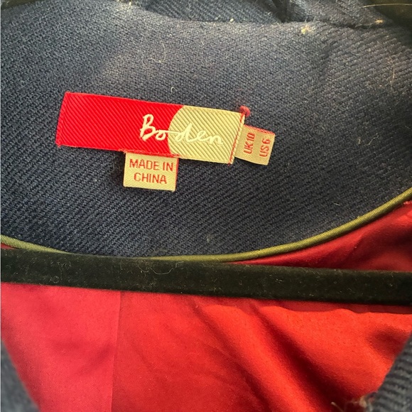 Boden navy long officers trench pea coat jacket size 6 - Picture 3 of 4